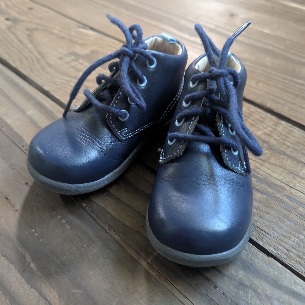 Umi Navy Lace-Up Kids Boots